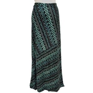 Matty M Maxi Skirt Women's M Green Black Tribal Print Pull-On Stretch Retro Y2K
